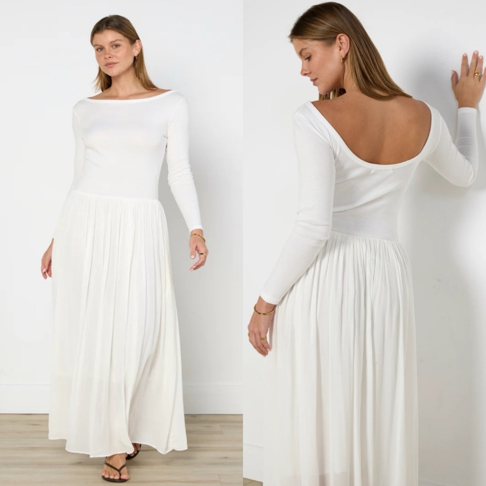 The Frankie Shop White Long Sleeve Maxi Dress